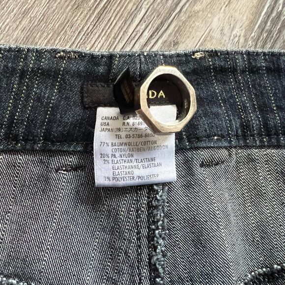 Luxury Escada Designer Denim Gold Striped Bootcut Jeans 40 Euro - Picture 4 of 11